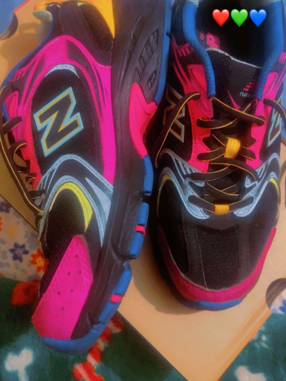 New Balance Black, Hot Pink & Blue Athletic Sneakers